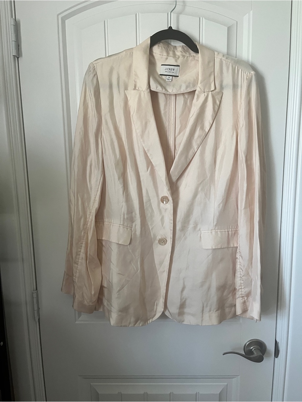J. Crew Pale Cream Silk-Blend Notch Lapel Blazer